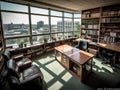 Wellorganized office with large windows and modern furniture Royalty Free Stock Photo