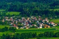 Aerial view of Slovenian town Kobarid