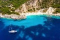 Aerial view of the small Agiofili Beach, Lefkada, Greece