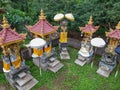 Aerial view of small altar. Temple is used for offerings ceremony to the Balinese water goddess