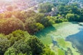 Aerial view of small American town residential community near the pond in Sayreville New Jersey Royalty Free Stock Photo