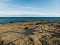 aerial view of small black Budir Church near beautiful sea Royalty Free Stock Photo