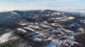 Aerial view of Small Carpathian Mountains in winter