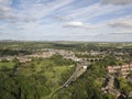 Aerial view of a small English town