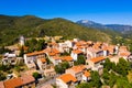 Aerial view of small french village Cucugnan