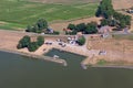 Aerial view small harbor Laaksum in Dutch province Friesland