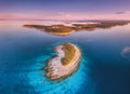 Aerial view of small island, Kamenjak cape, Adriatic sea, Croatia Royalty Free Stock Photo