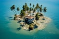 Aerial view of a small island in the middle of the sea Royalty Free Stock Photo