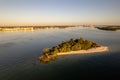 Aerial view of a small island surrounded by waters in North Palm Beach, Florida Royalty Free Stock Photo