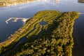 Aerial view of a small island surrounded by waters in North Palm Beach, Florida Royalty Free Stock Photo