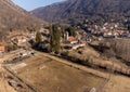 Aerial view of small Italian village Ganna at winter season, situated in province of Varese, Italy