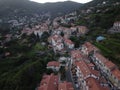 Aerial view of the small and mountainy town of Pianillo, Italy near the Amalfi coast Royalty Free Stock Photo