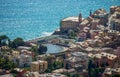Aerial view of the small port of Nervi in Genoa, Italy Royalty Free Stock Photo