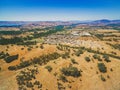 Aerial view of small rural settlement in Australia.