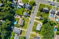 Aerial view of small streets residential area a small town in Sayreville New Jersey Royalty Free Stock Photo