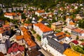Aerial view of Idrija with Gewerkenegg Castle Royalty Free Stock Photo