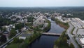 Aerial view of a small town Putnam, Connecticut with a river running through it Royalty Free Stock Photo