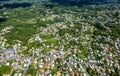 Aerial view of small town on the south coast near Le Gosier, Grande-Terre, Guadeloupe, Caribbean