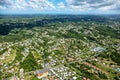 Aerial view of small town on the south coast near Le Gosier, Grande-Terre, Guadeloupe, Caribbean