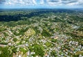 Aerial view of small town on the south coast near Le Gosier, Grande-Terre, Guadeloupe, Caribbean