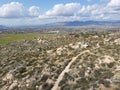 Aerial view of small trail in Simpson park wilderness valley in Santa Rosa Hills. Hemet, California Royalty Free Stock Photo