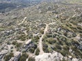 Aerial view of small trail in Simpson park wilderness valley in Santa Rosa Hills. Hemet, California Royalty Free Stock Photo