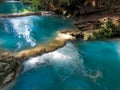 aerial view of small waterfalls produced by the elsa river in tuscany Royalty Free Stock Photo