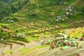 Aerial view of small, wooden houses in Batad village in Luzon, Philippines Royalty Free Stock Photo