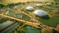 Aerial view of a smart farm photo realistic illustration - Generative AI.