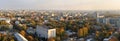 Aerial view smog over a provincial European city