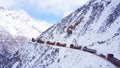 Aerial view of snow covered Chola Pass