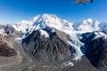 Aerial view of snow covered Mt. Cook / Aoraki in New Zealand`s South Island