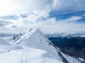 Aerial View of Snow Covered Peaks at Verbier Ski Resort, Switzerland