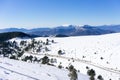 Aerial View of snowed mountain Falakro, in Greece. Royalty Free Stock Photo