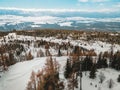 aerial view of snowed road in tatra mountains Royalty Free Stock Photo