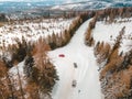 aerial view of snowed road in tatra mountains Royalty Free Stock Photo