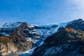 Aerial view of the snowy beautiful Tronador Stratovolcano in Nahuel Huapi National Park