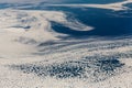 Aerial view of the snowy ice-covered landmass in Antarctica Royalty Free Stock Photo