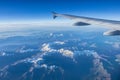 Aerial view of snowy mountains from an airplane