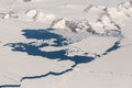 Aerial view of the snowy mountains in Antarctica Royalty Free Stock Photo