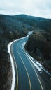 Aerial View of Snowy Road in Mountains, Australia Royalty Free Stock Photo