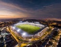 Aerial View of Soccer Stadium at Night Royalty Free Stock Photo