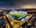Aerial View of Soccer Stadium at Night Royalty Free Stock Photo