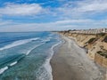 Aerial view of Solana Beach and cliff, California coastal beach with blue Pacific ocean Royalty Free Stock Photo