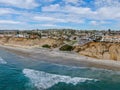 Aerial view of Solana Beach and cliff, California coastal beach with blue Pacific ocean Royalty Free Stock Photo