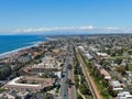 Aerial view of Solana Beach with pacific ocean, coastal city in San Diego County, California. USA Royalty Free Stock Photo
