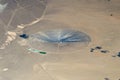 Aerial view of solar energy power plant in desert Royalty Free Stock Photo