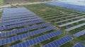 Aerial View of solar farm or solar power plant near Raichur, India
