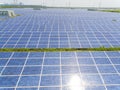 Aerial View of Solar Panel Farm Royalty Free Stock Photo