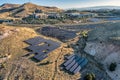 Aerial view of Solar Panels in the desert Royalty Free Stock Photo